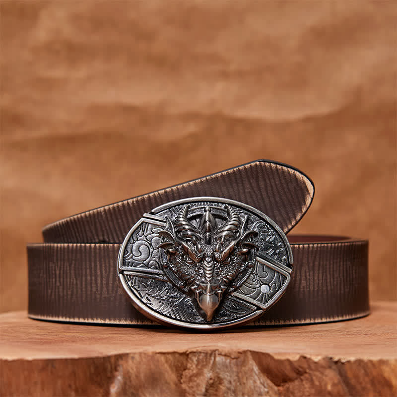 Cintura in pelle con coltello pieghevole nascosto Sharp Dragon fai da te da uomo - Drago affilato - Cintura marrone anticata - 42 - image 7