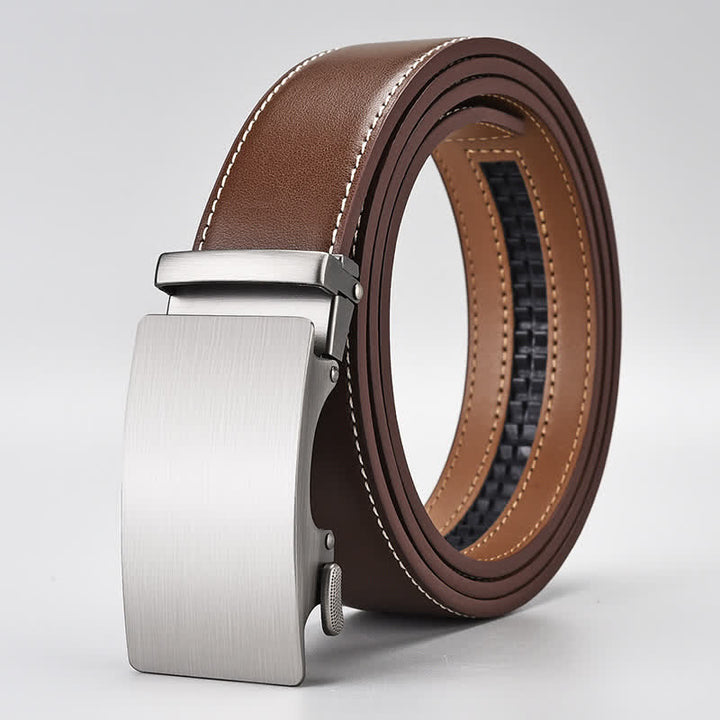 Cintura in pelle con fibbia automatica da uomo d'affari marrone semplice - Stile n. 1 - 46 - image 0