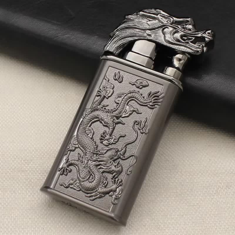 Accendino ricaricabile a butano Relief Dragon Magic a doppia fiamma - Grigio - image 5