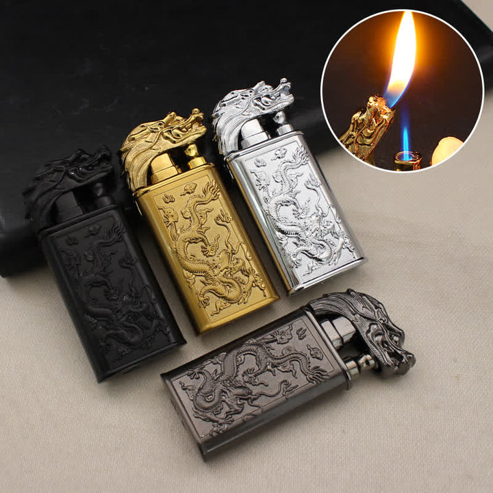 Accendino ricaricabile a butano Relief Dragon Magic a doppia fiamma
