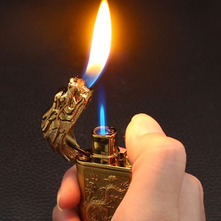 Accendino ricaricabile a butano Relief Dragon Magic a doppia fiamma