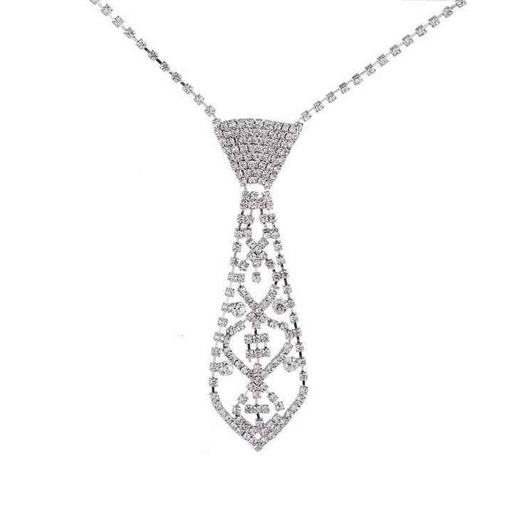 Collana con cravatta creativa con strass di cristallo per feste