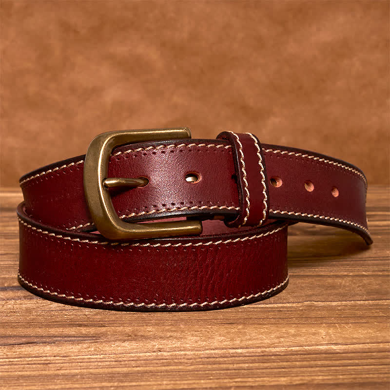 Cintura in pelle di vacchetta cucita di lusso da uomo - image 16
