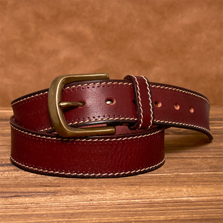 Cintura in pelle di vacchetta cucita di lusso da uomo - image 16