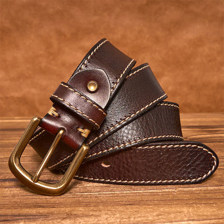 Cintura in pelle di vacchetta cucita di lusso da uomo - image 12