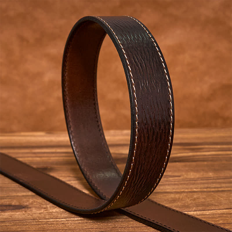Cintura da uomo in pelle piena fiore con decorazioni vintage a rivetti