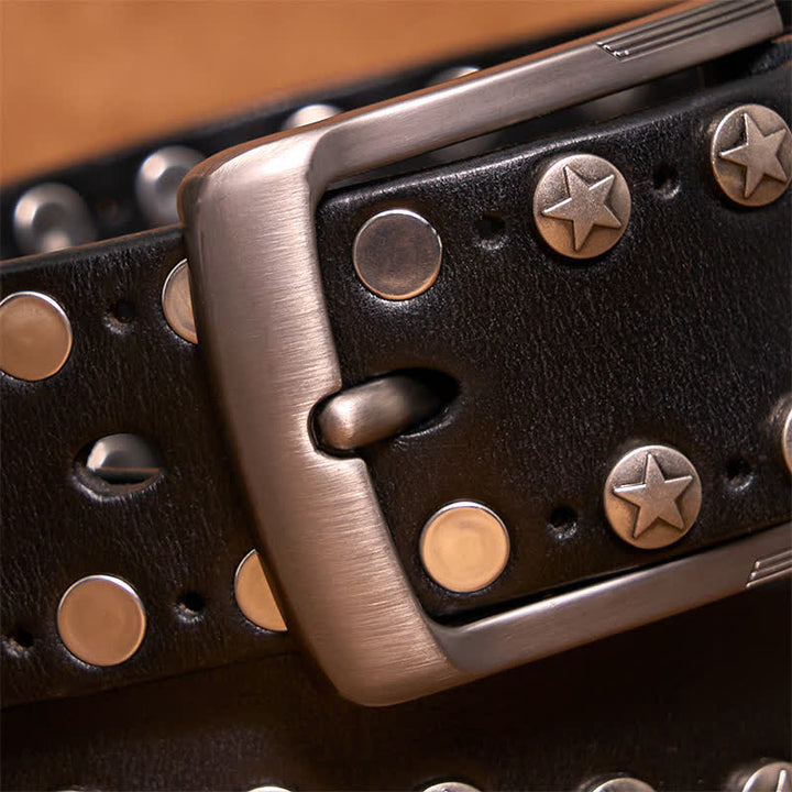 Cintura in pelle fatta a mano con borchie punk biker