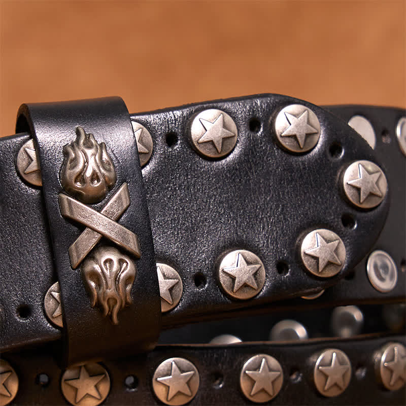 Cintura in pelle fatta a mano con borchie punk biker