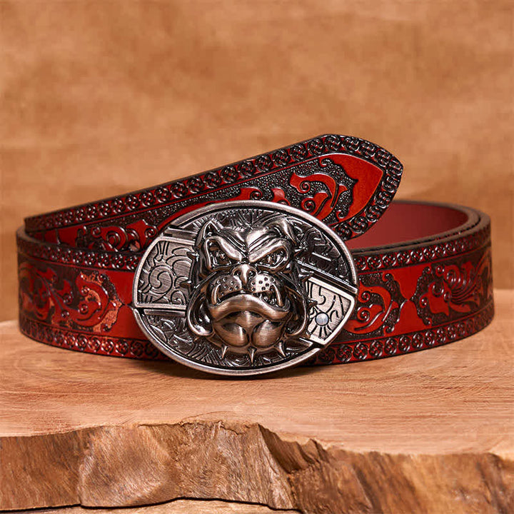 Cintura in pelle con coltello pieghevole nascosto "Fierce Dog" fai da te da uomo