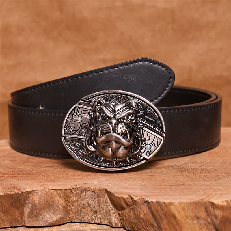Cintura in pelle con coltello pieghevole nascosto "Fierce Dog" fai da te da uomo