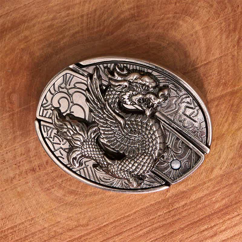 Cintura in pelle con coltello pieghevole nascosto Flying Dragon fai da te da uomo