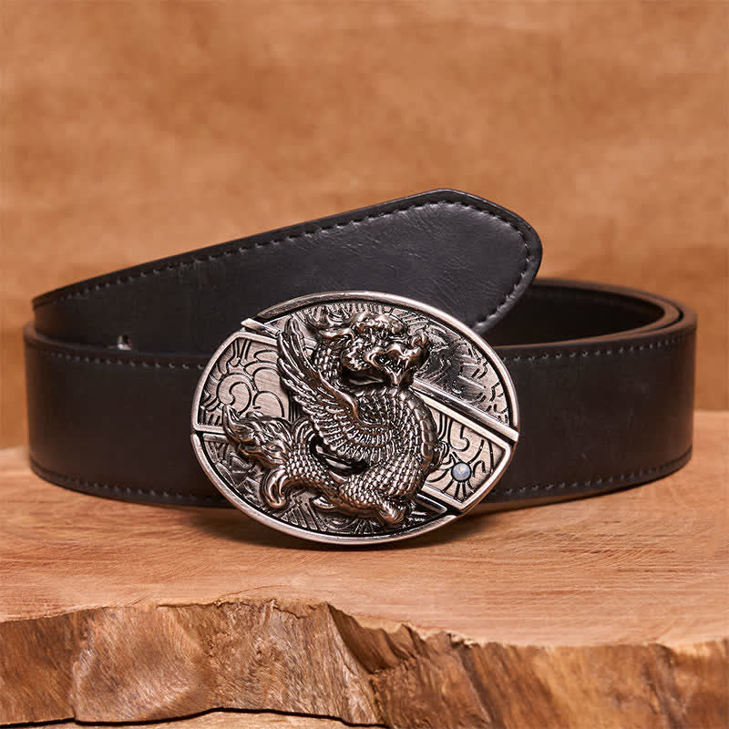 Cintura in pelle con coltello pieghevole nascosto Flying Dragon fai da te da uomo
