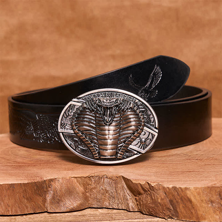 Cintura in pelle con coltello pieghevole nascosto a forma di cobra velenoso fai da te da uomo