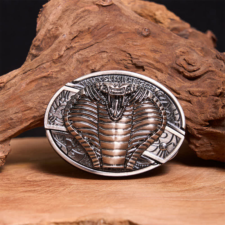 Cintura in pelle con coltello pieghevole nascosto a forma di cobra velenoso fai da te da uomo