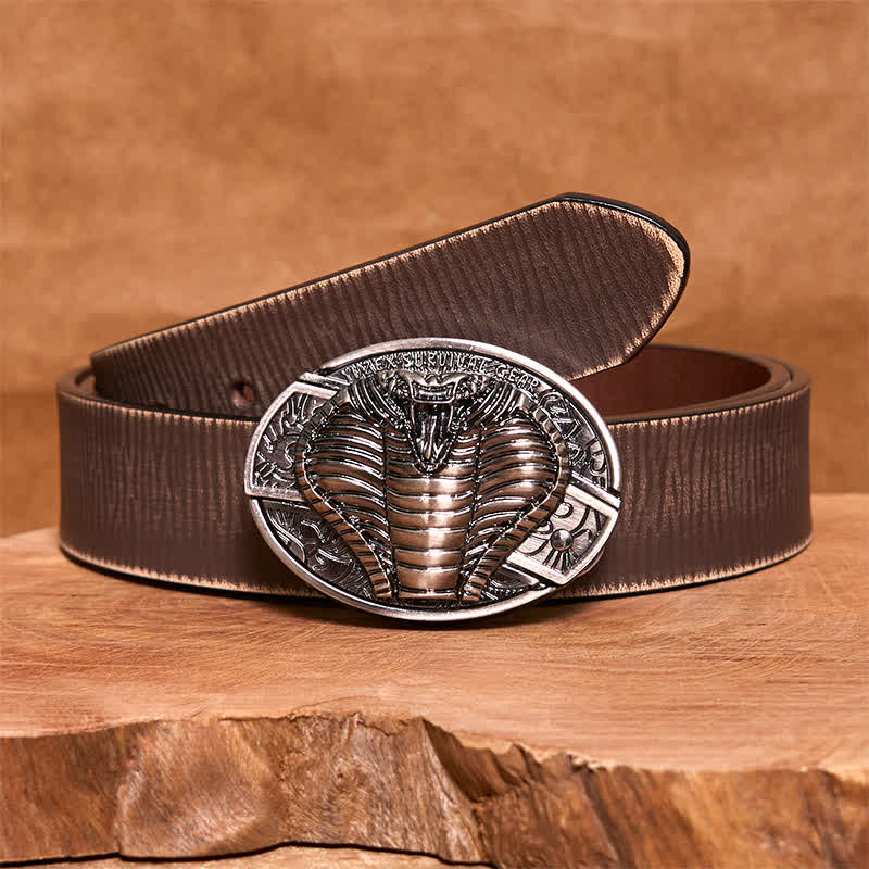Cintura in pelle con coltello pieghevole nascosto a forma di cobra velenoso fai da te da uomo