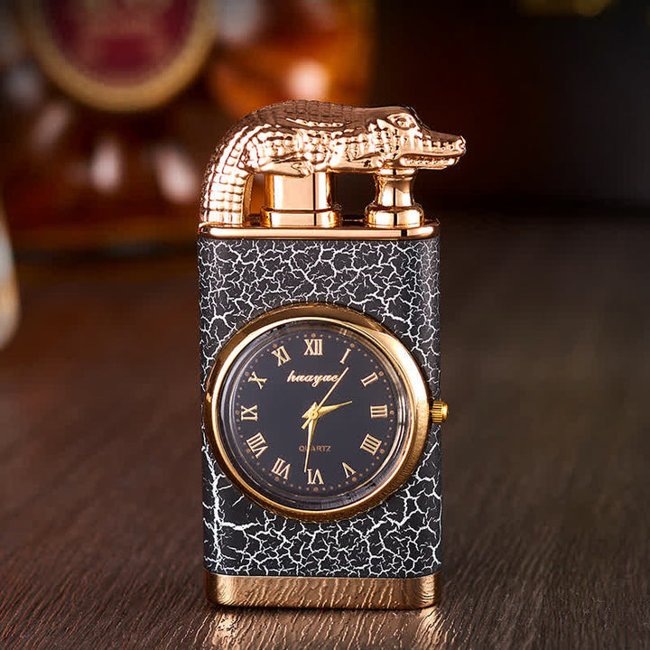 Accendino a butano Alligato Design ricaricabile a doppia fiamma con orologio