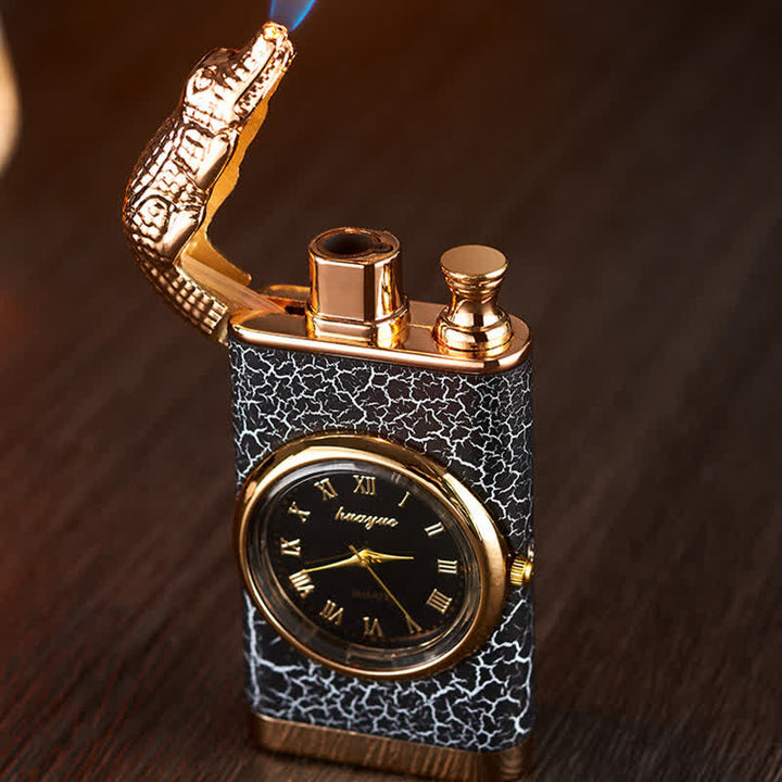 Accendino a butano Alligato Design ricaricabile a doppia fiamma con orologio