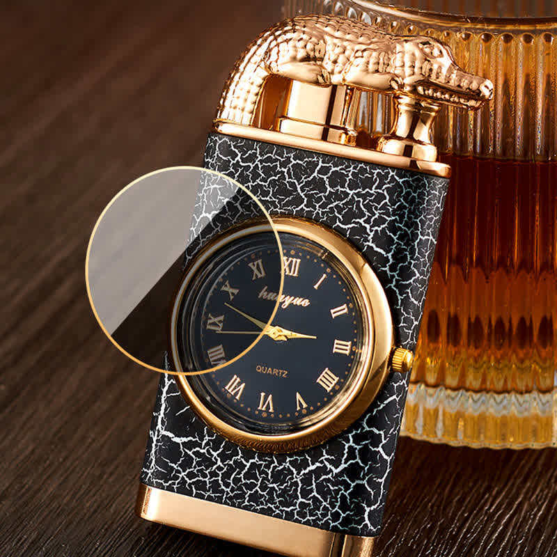 Accendino a butano Alligato Design ricaricabile a doppia fiamma con orologio