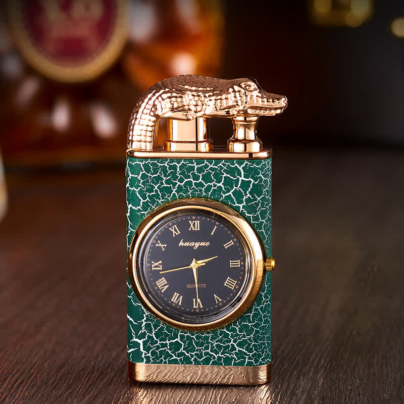 Accendino a butano Alligato Design ricaricabile a doppia fiamma con orologio