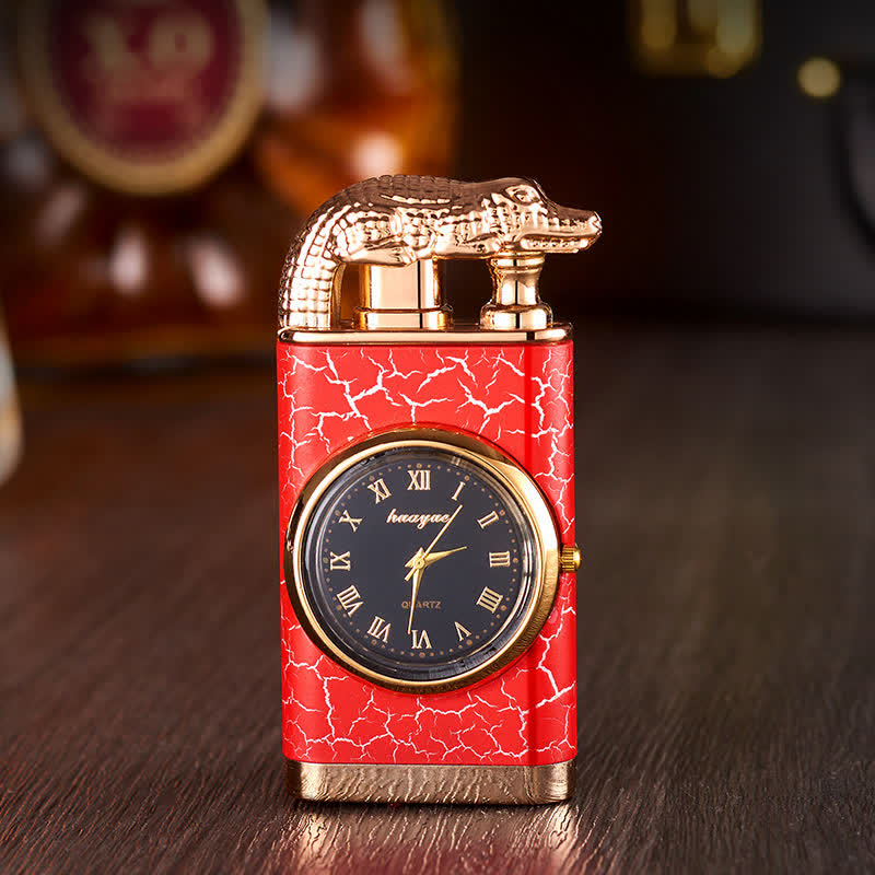 Accendino a butano Alligato Design ricaricabile a doppia fiamma con orologio