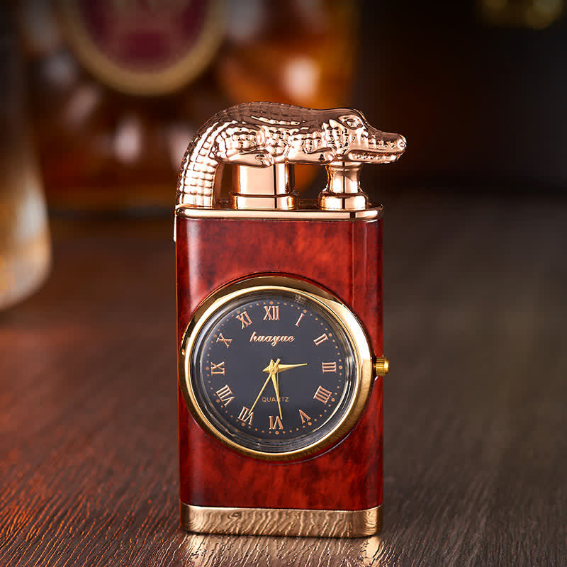 Accendino a butano Alligato Design ricaricabile a doppia fiamma con orologio