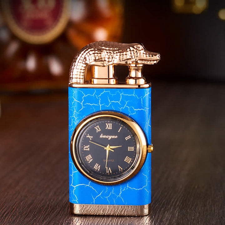 Accendino a butano Alligato Design ricaricabile a doppia fiamma con orologio