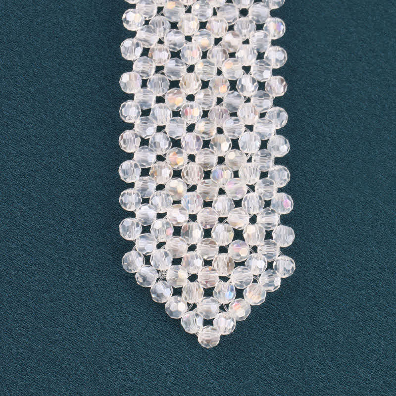 Collana con cravatta creativa in cristallo artificiale fatta a mano