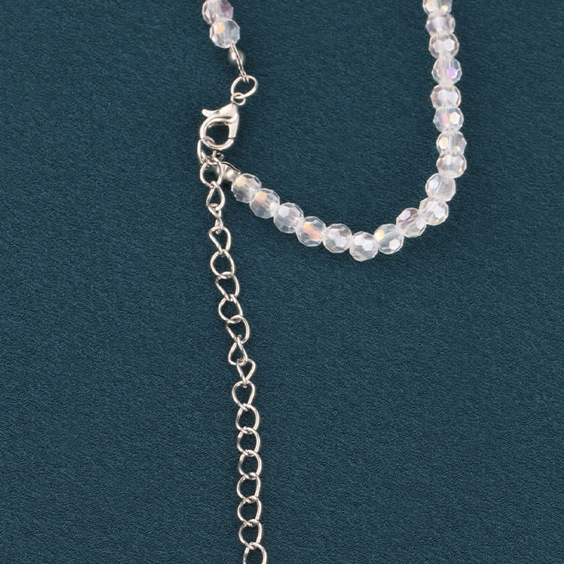 Collana con cravatta creativa in cristallo artificiale fatta a mano