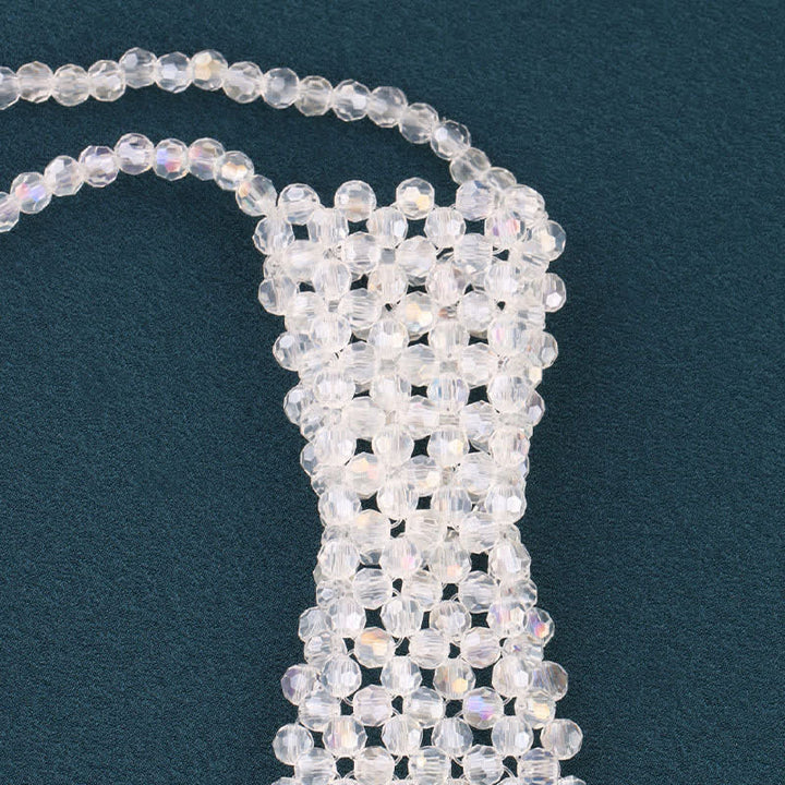 Collana con cravatta creativa in cristallo artificiale fatta a mano