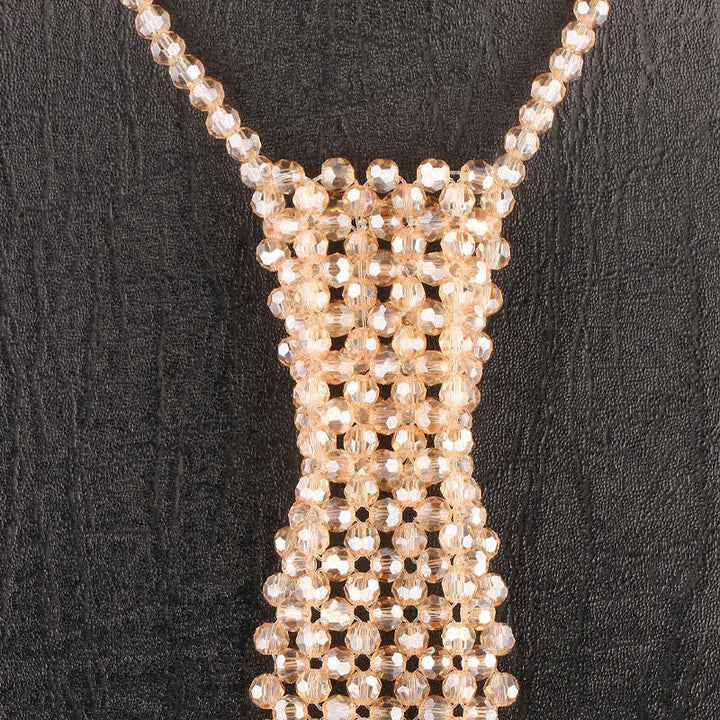 Collana con cravatta creativa in cristallo artificiale fatta a mano