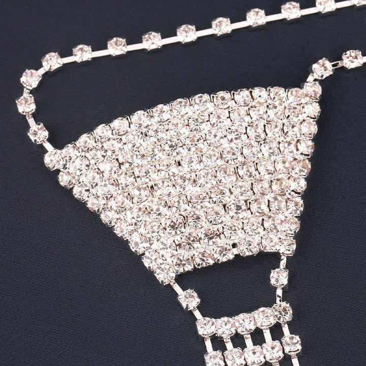 Collana con cravatta creativa a forma di cuore con strass di lusso