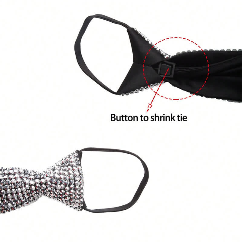 Cravatta creativa con strass scintillanti in stile diamante