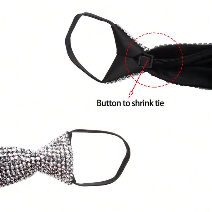 Cravatta creativa con strass scintillanti in stile diamante