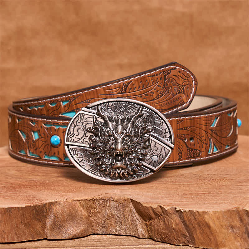 Cintura in pelle con coltello pieghevole nascosto Brave Dragon fai da te da uomo