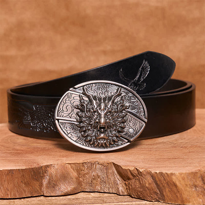Cintura in pelle con coltello pieghevole nascosto Brave Dragon fai da te da uomo