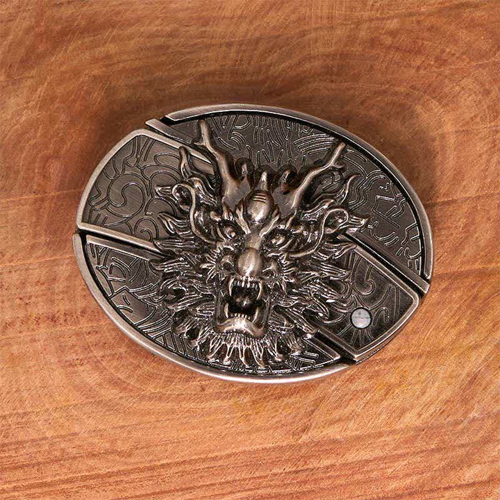 Cintura in pelle con coltello pieghevole nascosto Brave Dragon fai da te da uomo