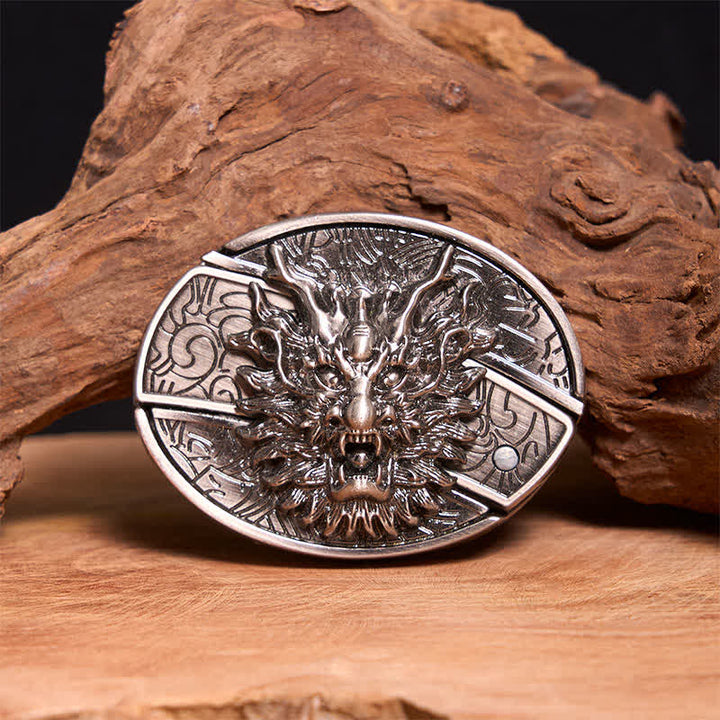 Cintura in pelle con coltello pieghevole nascosto Brave Dragon fai da te da uomo