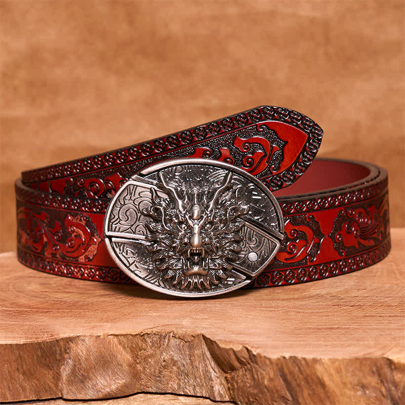 Cintura in pelle con coltello pieghevole nascosto Brave Dragon fai da te da uomo