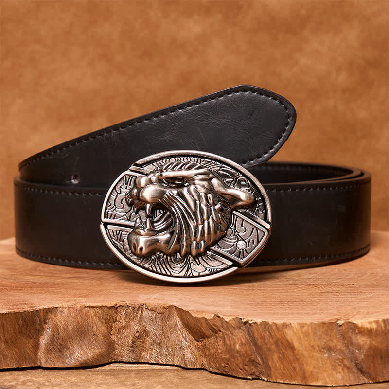 Cintura in pelle con coltello pieghevole nascosto Roaring Tiger fai da te da uomo