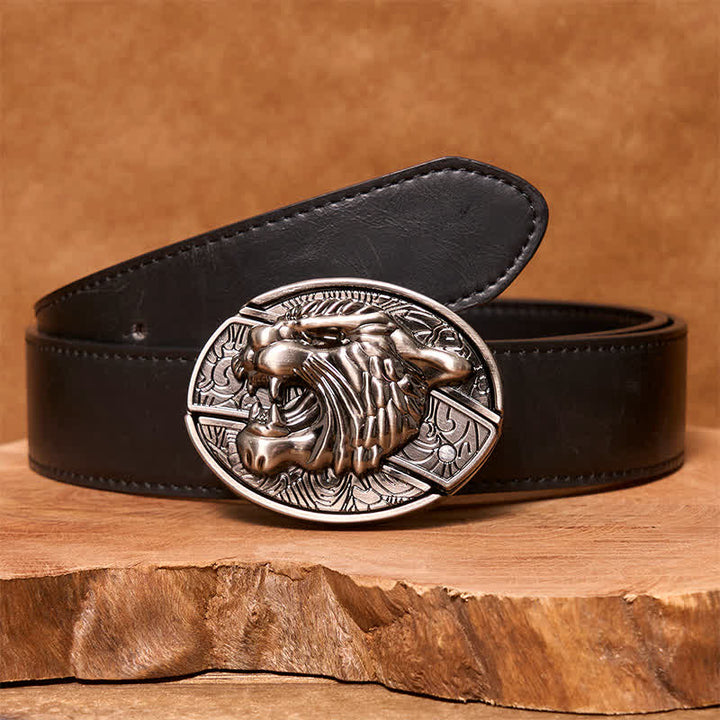 Cintura in pelle con coltello pieghevole nascosto Roaring Tiger fai da te da uomo - Tigre ruggente - Cintura in PU nera - 42 - image 4