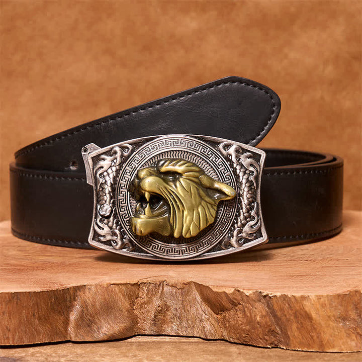 Cintura in pelle con coltello pieghevole nascosto Tiger fai da te da uomo