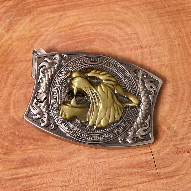 Cintura in pelle con coltello pieghevole nascosto Tiger fai da te da uomo
