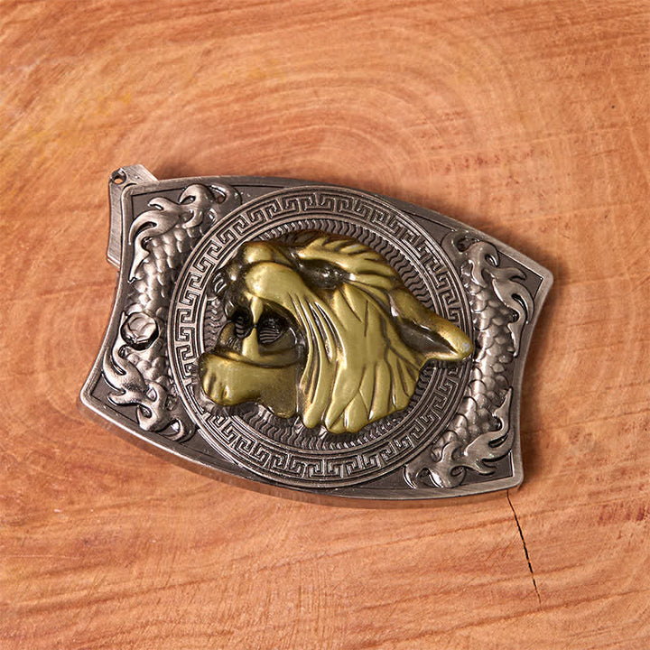 Cintura in pelle con coltello pieghevole nascosto Tiger fai da te da uomo