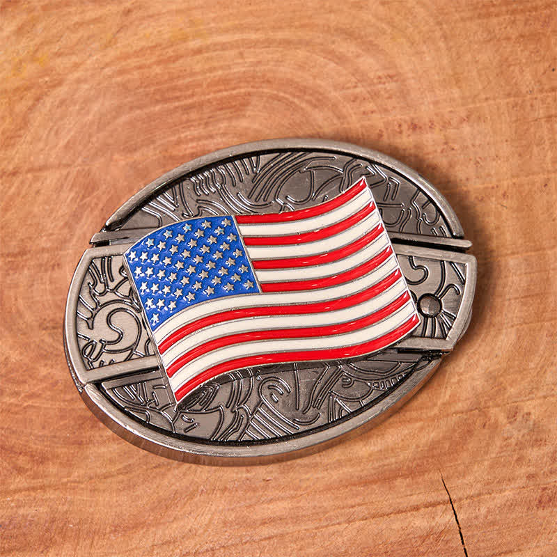 Cintura in pelle fai da te con coltello pieghevole nascosto con bandiera americana da uomo