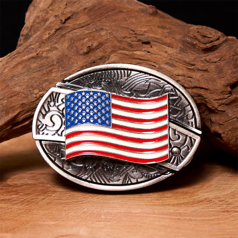 Cintura in pelle fai da te con coltello pieghevole nascosto con bandiera americana da uomo - bandiera americana - Senza cintura - Cintura non inclusa - image 0