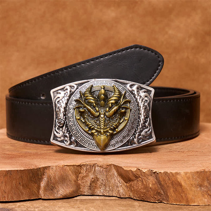 Cintura in pelle con coltello pieghevole nascosto fai da te a forma di drago dal becco affilato da uomo - Drago dal becco affilato - Cintura in PU nera (40) - 42 - image 4