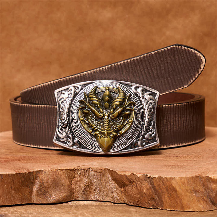 Cintura in pelle con coltello pieghevole nascosto fai da te a forma di drago dal becco affilato da uomo - Drago dal becco affilato - Cintura marrone anticata - 42 - image 8