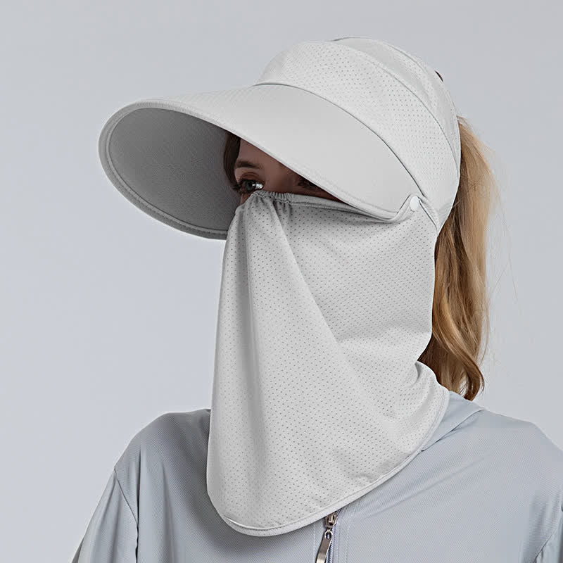 Cappellino parasole da donna con visiera a rete e coda di cavallo, 2 pezzi, con patta rimovibile