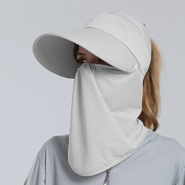 Cappellino parasole da donna con visiera a rete e coda di cavallo, 2 pezzi, con patta rimovibile