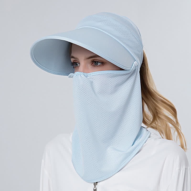Cappellino parasole da donna con visiera a rete e coda di cavallo, 2 pezzi, con patta rimovibile